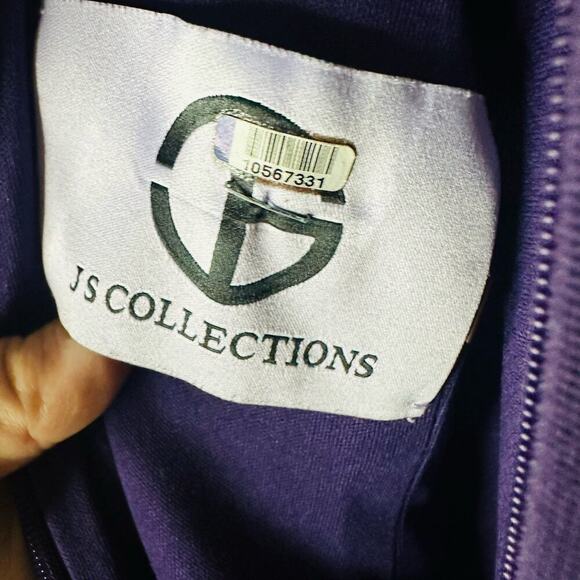 JS COLLECTION Eggplant Purple Lace Back Mermaid Ottoman Style Gown Dress - Picture 9 of 16